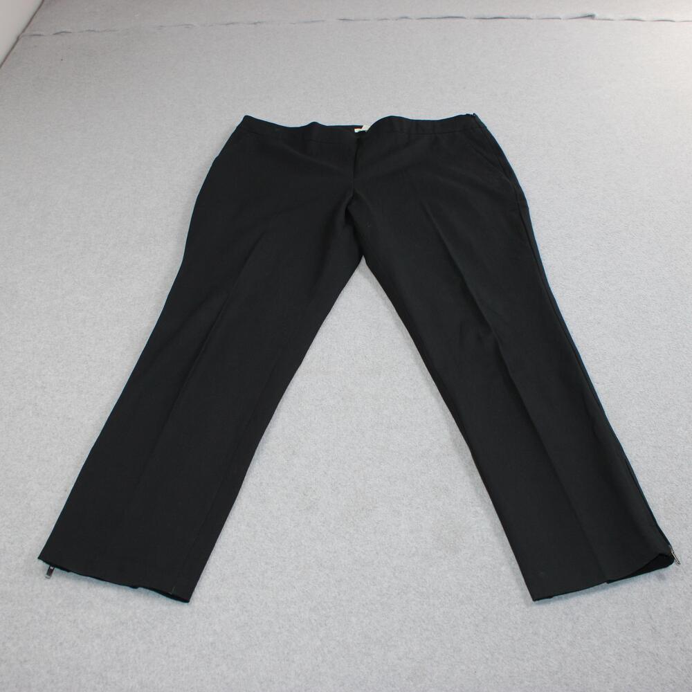 Eileen Fisher Pants Women Medium Black Organic Cotton Ankle Zip Pull On Stretch